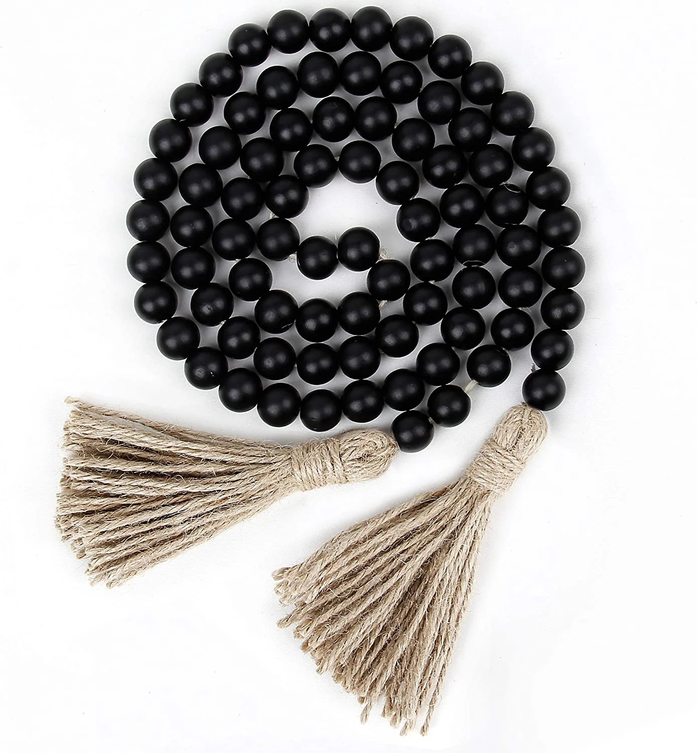 58in Wood Bead Garland with Tassels,Farmhouse Beads Rustic Country Decor Prayer Boho Beads Wall H... | Walmart (US)