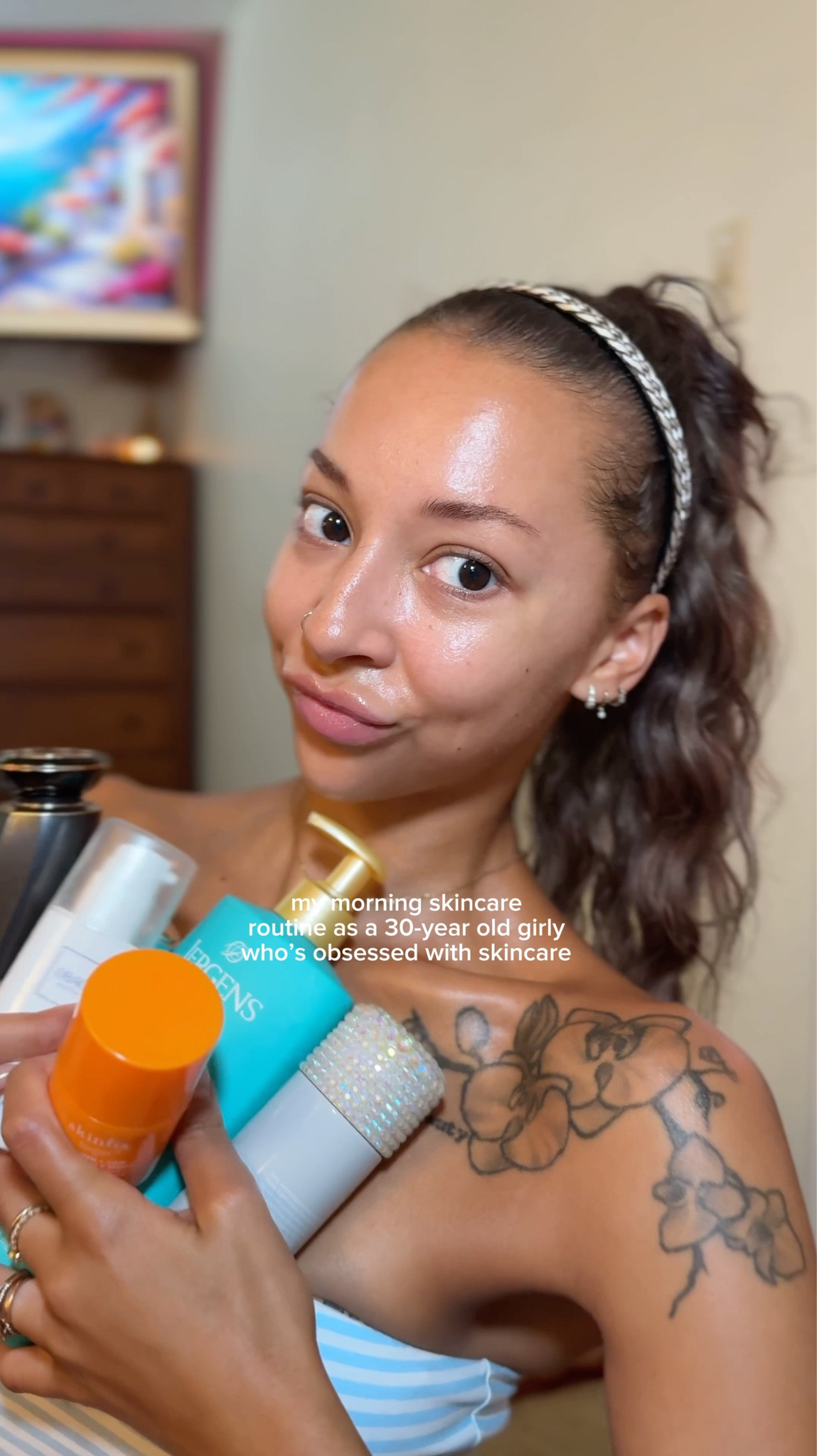 my morning skincare routine as a 30-year old ☁️🧖🏽‍♀️🧴 been tweaking skincare routine for monnnths & I’m finally seeing all the results I want & more 😌🤏🏽 (I actually have like 4 diff morning skincare routines depending on the day of the week, this is Monday’s!) 

products used:
@obagimedical hydro drops
INIA flare microcurrent device (game changer for a snatched face)
@rhode glazing milk
@theordinary caffeine eye serum
@skinfix vitamin c serum (new product I tried today and LOVEDDD)
@theinkeylist caffeine eye cream
@obagimedical hydrate moisturizer 
@larocheposayusa SPF 50 (also a new product I tried and lovvvved)
@fwee_global jelly lip tint
@jergensus  lotion in tropical escape 
@ellisbrooklyn perfume mist in New Crush
@miumiu perfume in Fleur De Lait
 
🎀 all products on my LTK!

#LTKBeauty