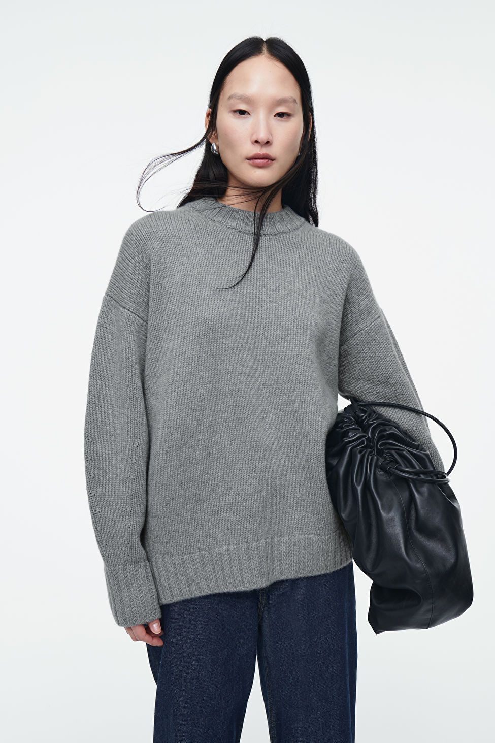 CHUNKY PURE CASHMERE CREW-NECK SWEATER - GRAY - Sweatshirts - COS | COS (US)