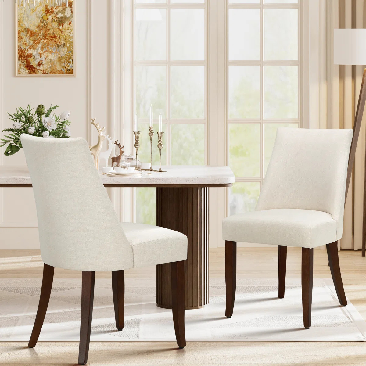 Parsons Fabric Upholstered Dining Chair Solid Wood Side Chair (Set of 2) | Wayfair North America