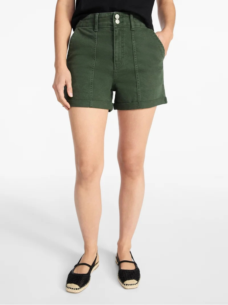 Time and Tru Women's High Rise Utility Shorts, 3.5" Inseam, Sizes 0-22 | Walmart (US)