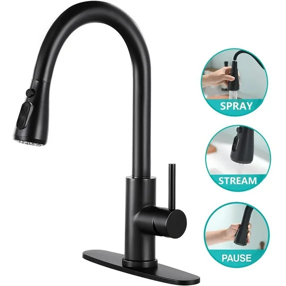 PHANCIR Kitchen Faucet with Pull Down Sprayer, High Arc Single Handle Kitchen Sink Faucets with P... | Walmart (US)