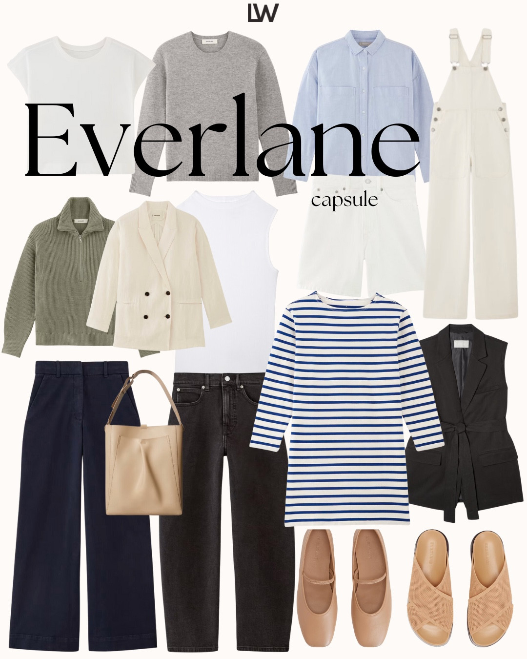 capsule wardrobe… @everlane edition 🤍 all of these pieces are so versatile and are so good for clean + classic looks // shop my favorite everlane pieces all in one place #everlanepartner #ad