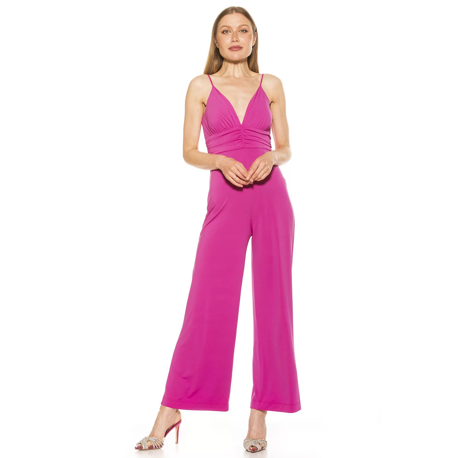 Women's ALEXIA ADMOR Eline V-Neck Wide-Leg Jumpsuit | Kohl's