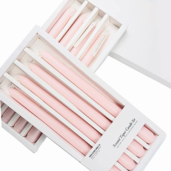 Taper Candles 10'' Colored Candle Sticks Set of 8 | Rose Scented (Baby Pink, 2-Pack) | Amazon (US)