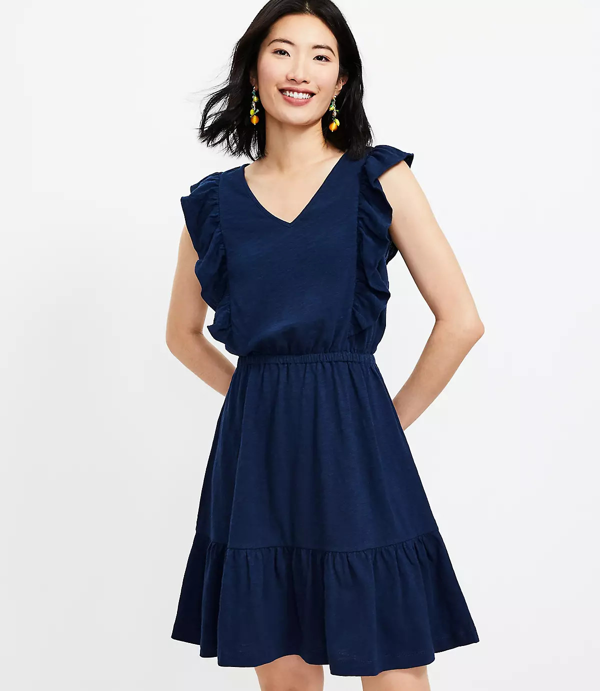 Ruffle V-Neck Dress | LOFT | LOFT