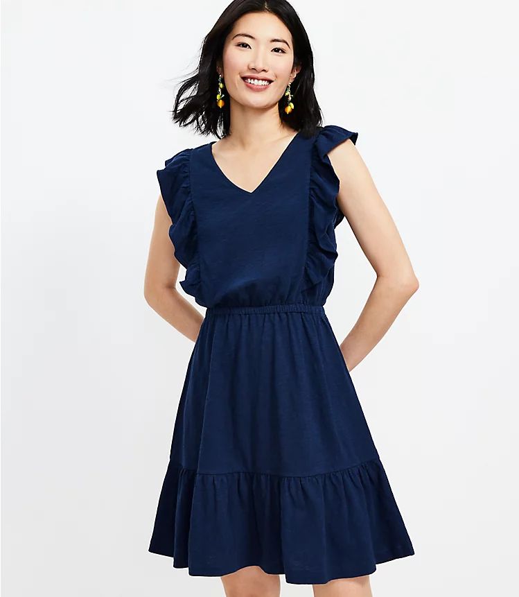 Ruffle V-Neck Dress | LOFT