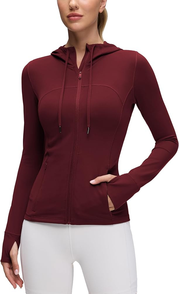 CRZ YOGA Butterluxe Hooded Athletic Jackets for Women - Full Zip Track Casual Tops with Thumb Hol... | Amazon (US)