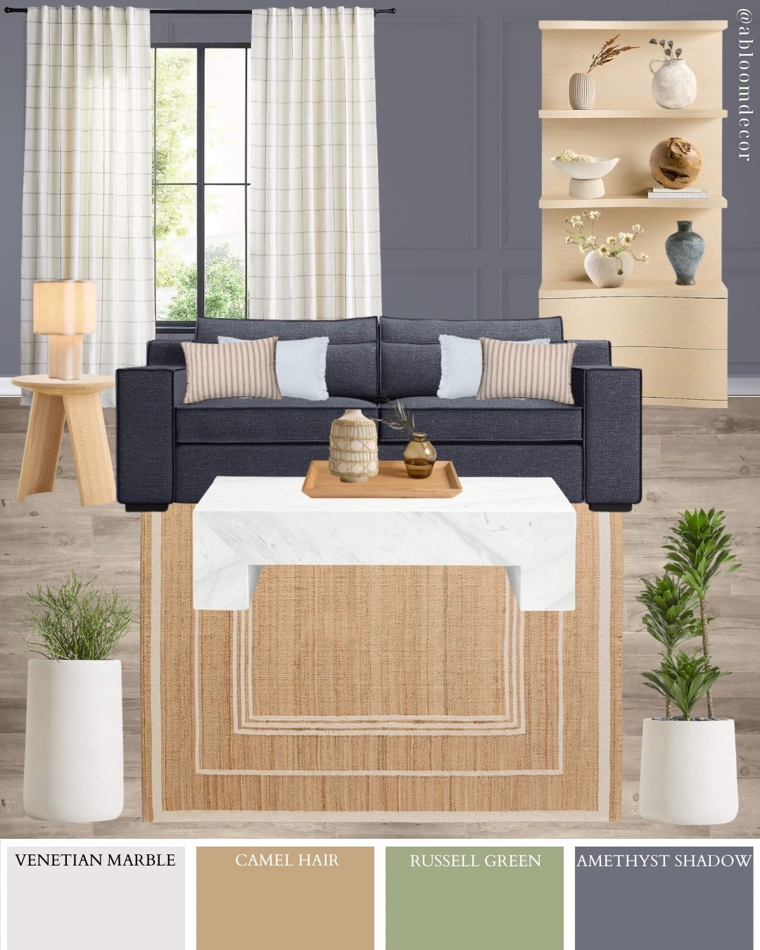 Moody Modern Living Room Inspiration With Blue, Neutral, and Green Accents

#LTKHome