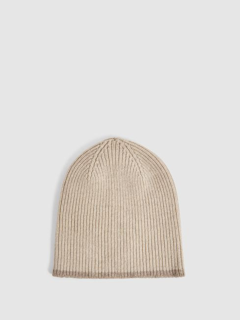 Reiss Soft Grey Picton Ribbed Wool Beanie | Reiss UK