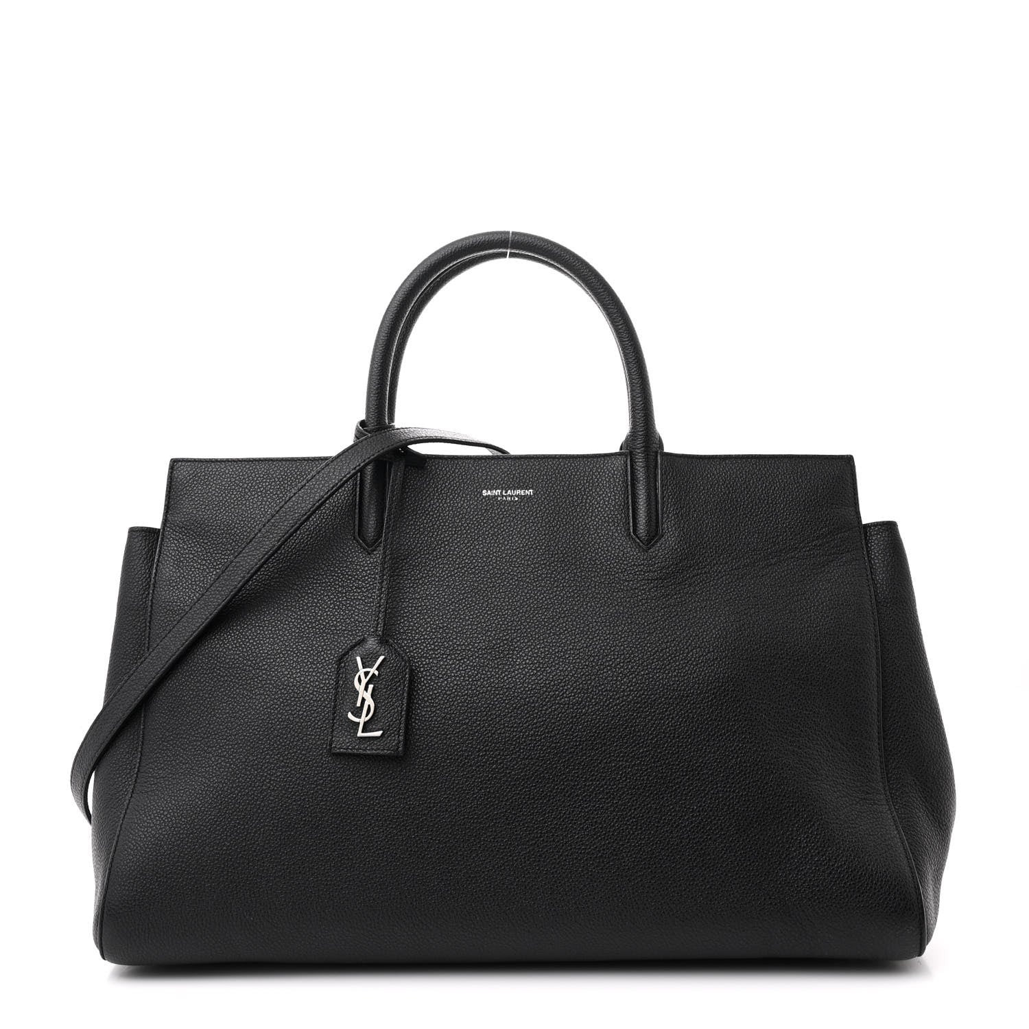 Saint Laurent Grained Calfskin Small Cabas Rive Gauche Black 1676824 | FASHIONPHILE (US)
