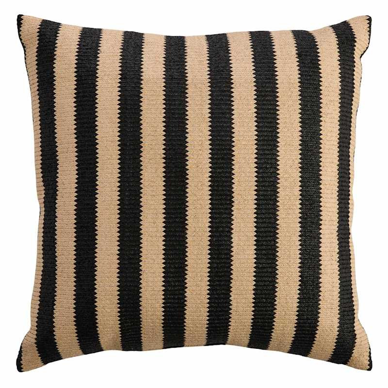 Black & Hermosa Striped Square Outdoor Throw Pillow, 18" | At Home