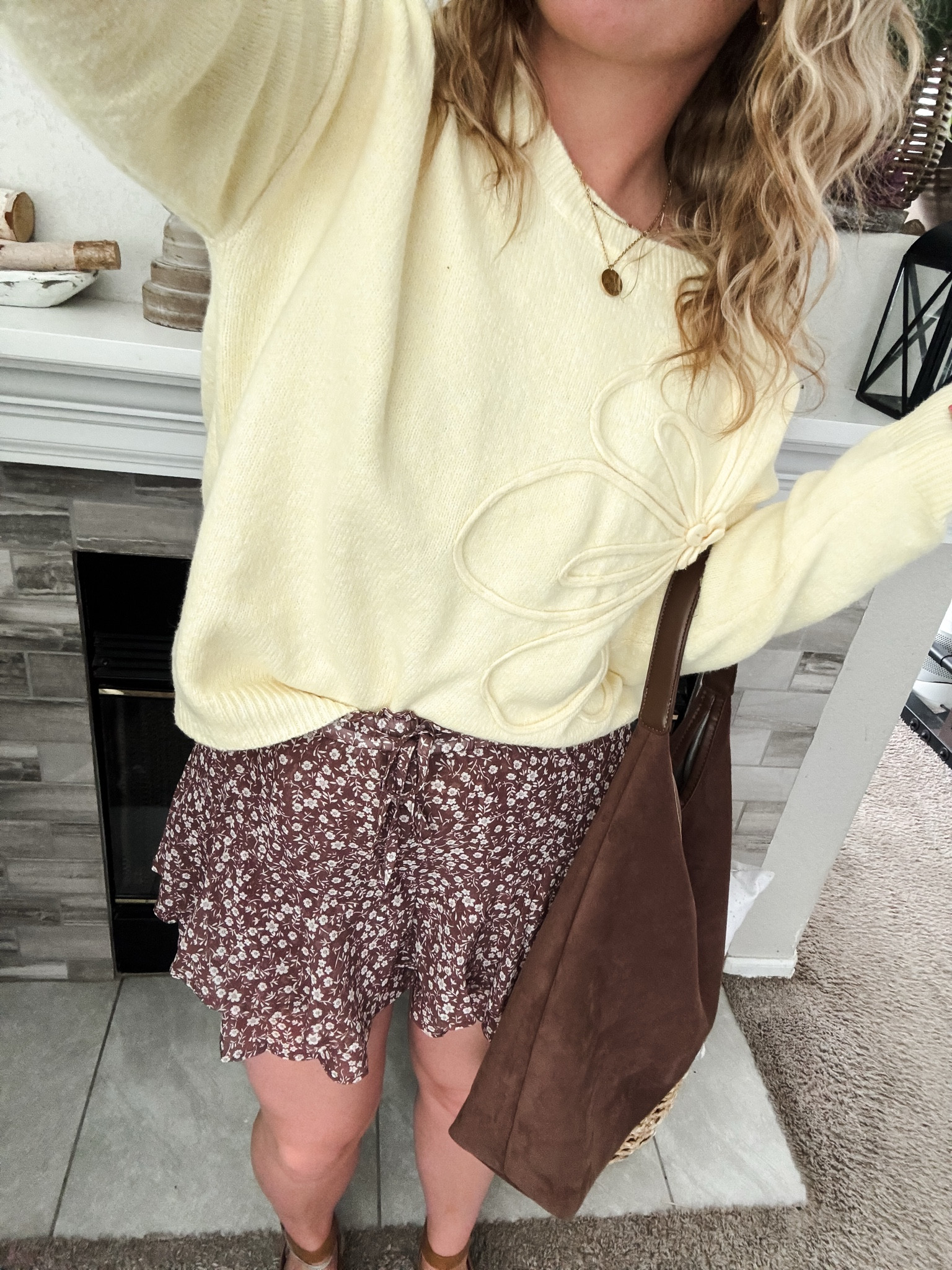 Butter yellow sweater with  brown floral skort, brown faux suede bag, and platform sandals 







Amazon outfits every outfit inspo, outfit ideas, casual outfits amazon, amazon outfits every day, spring outfits 2026, summer outfits

#LTKPetite #LTKSaleAlert #LTKootd