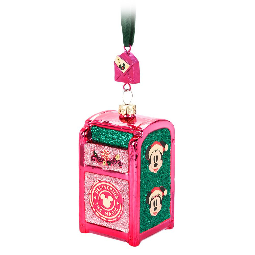 Mickey and Minnie Mouse Holiday Mailbox Glass Sketchbook Ornament | Disney Store