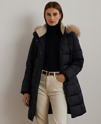Lauren Ralph Lauren Women's Faux-Fur Hooded Puffer Coat - Macy's | Macy's
