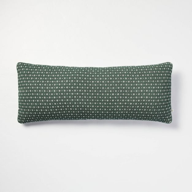 12&#34;x30&#34; Sweater Fleck Jacquard Knit Lumbar Throw Pillow Green/White - Hearth &#38; Hand&#... | Target