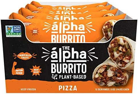Alpha Foods Vegan Pizza Burrito | 100% Plant-Based Protein | Dairy Free | Frozen Burrito | Meatless  | Amazon (US)