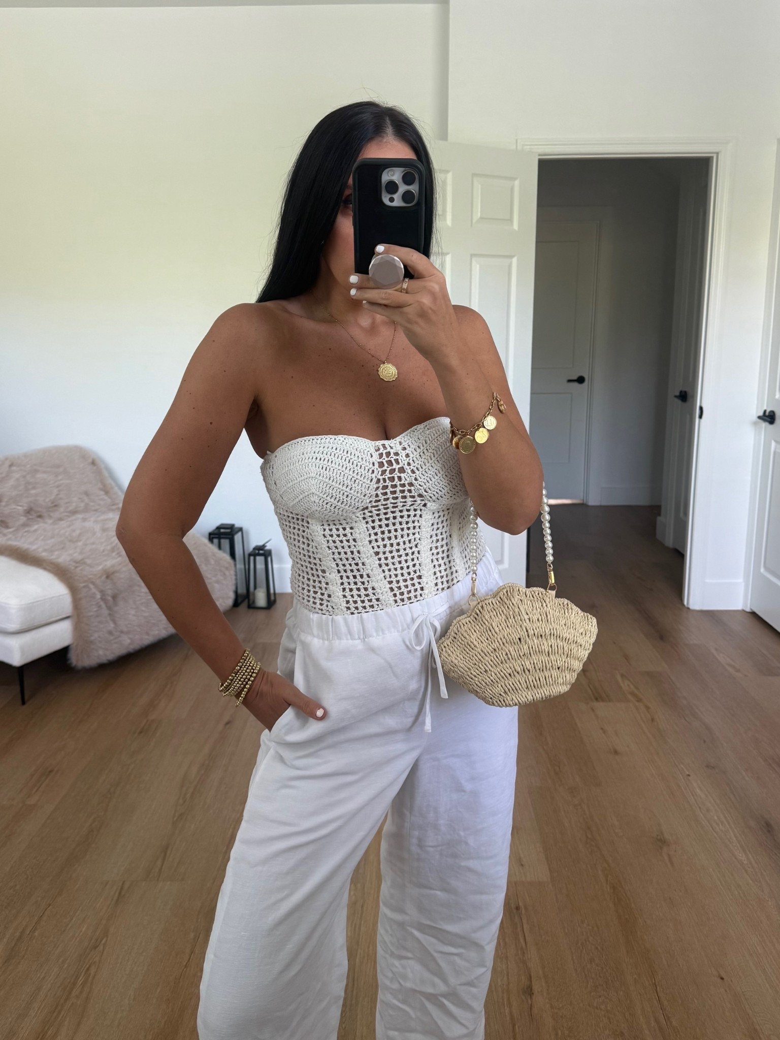 Want It All Open Stitch Strapless Bustier Top. Cruiselinen™ Lodge Pant
