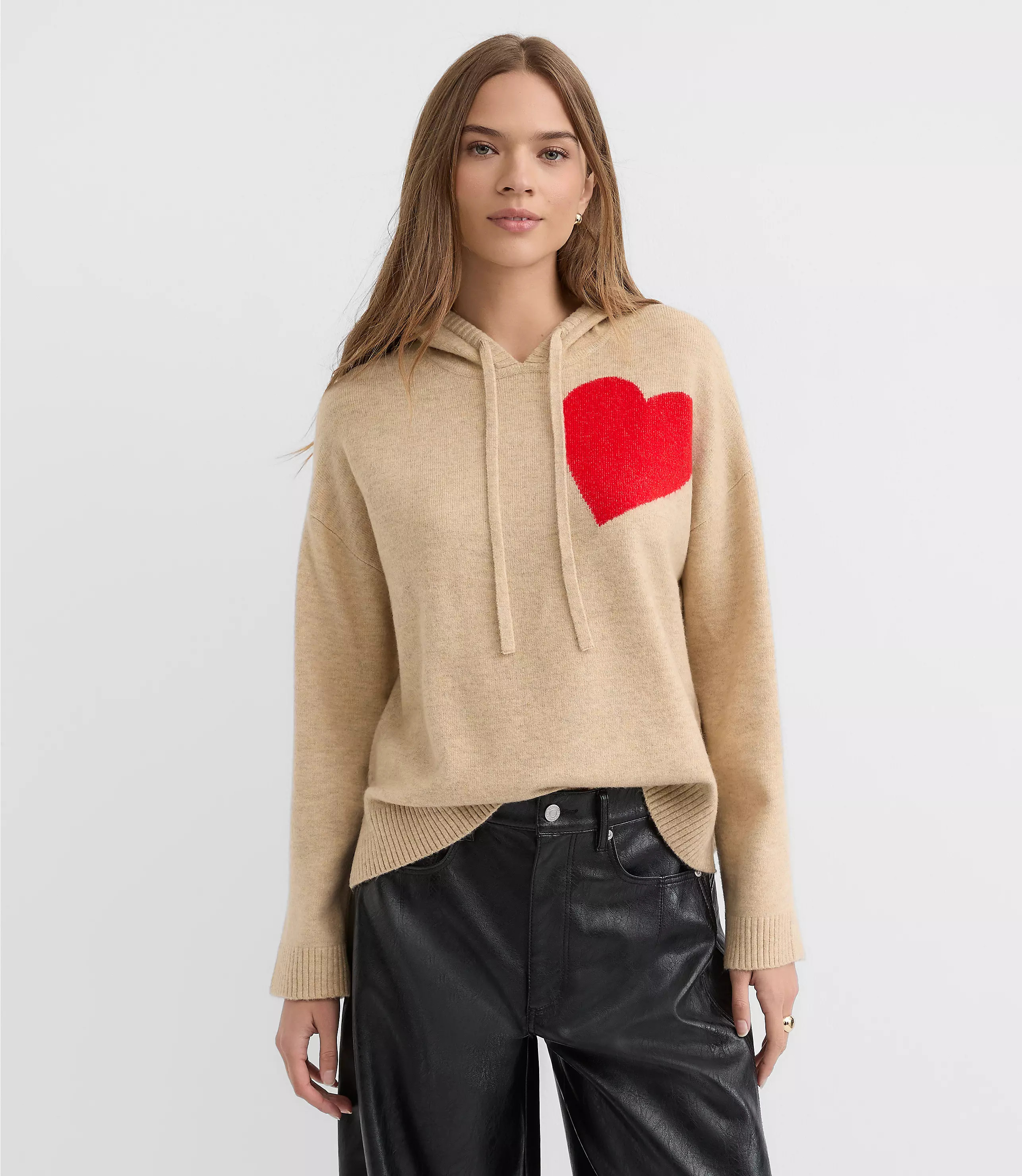 Petite Heart Hoodie Sweater | LOFT