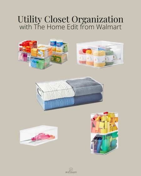 My Utility Closet Clear Organizing Bins with The Home Edit from Walmart. 

#LTKhome