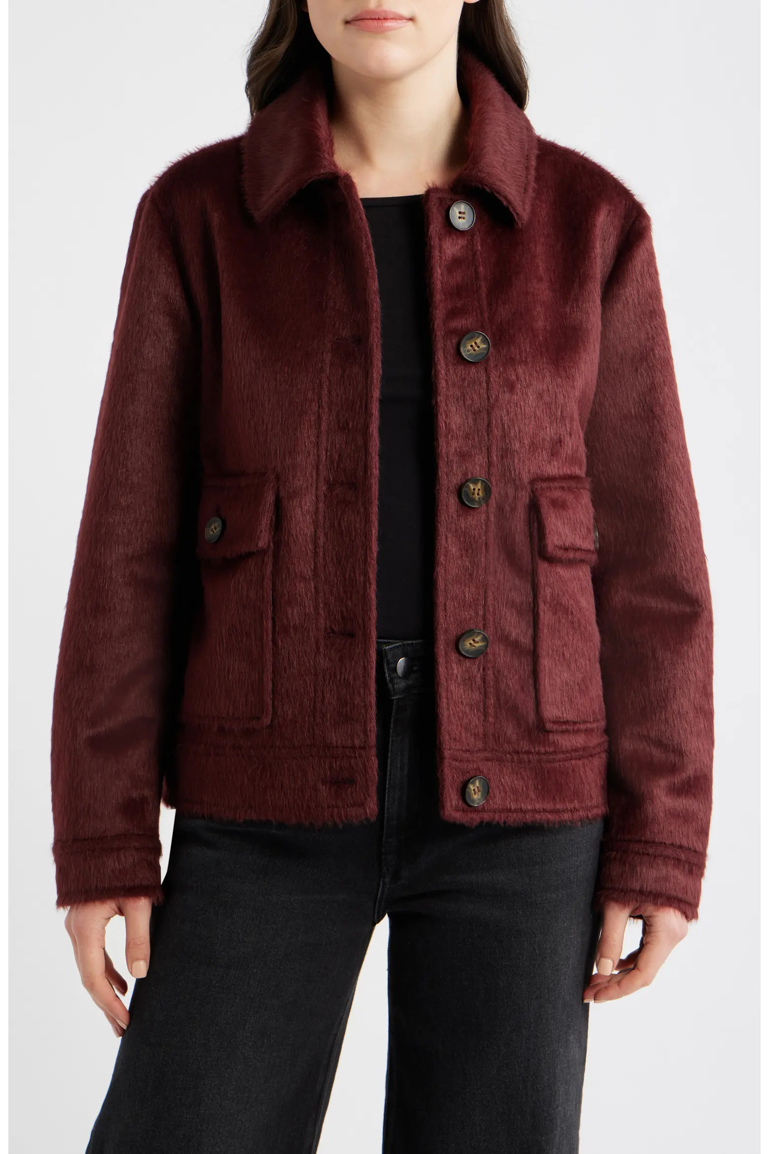 Faux Calf Hair Trucker Jacket (Women) | Nordstrom | Nordstrom