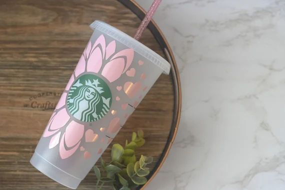 Heart Flower Starbucks Gold Cup Valentine Tumbler Heart | Etsy | Etsy (US)