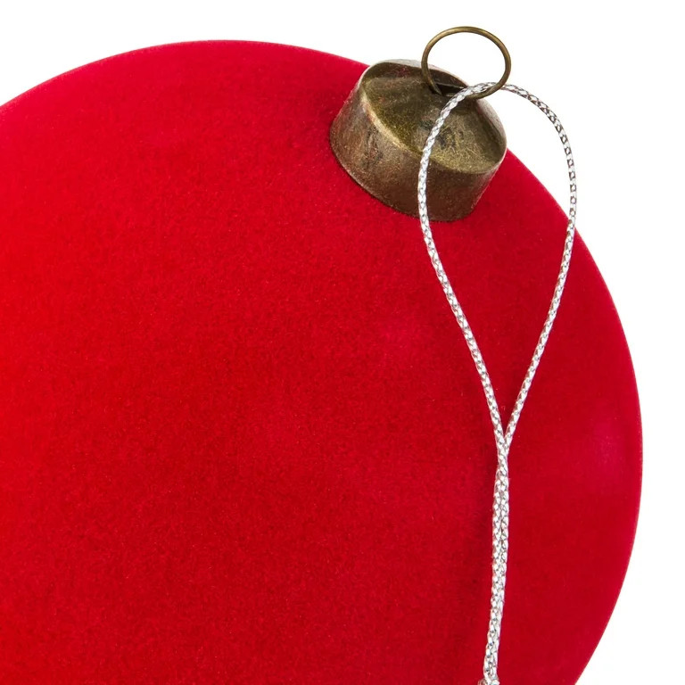 Bright Red Flocked Ball Christmas Ornaments, 4 Count, by Holiday Time | Walmart (US)