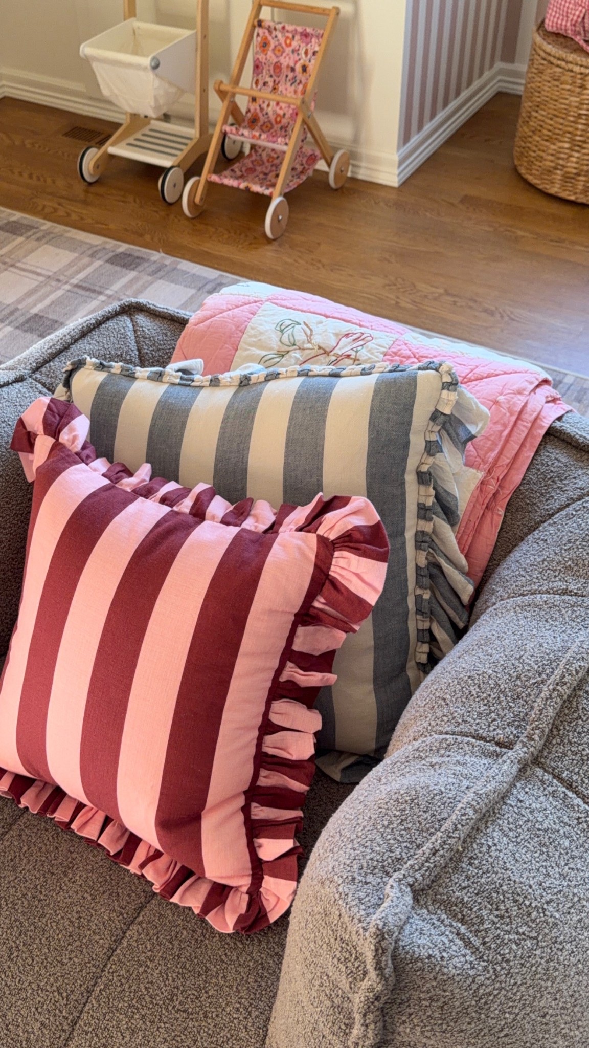 Playroom pillows from Etsy! Love the fun colorful stripes you can auction size too  

#LTKHome #LTKKids