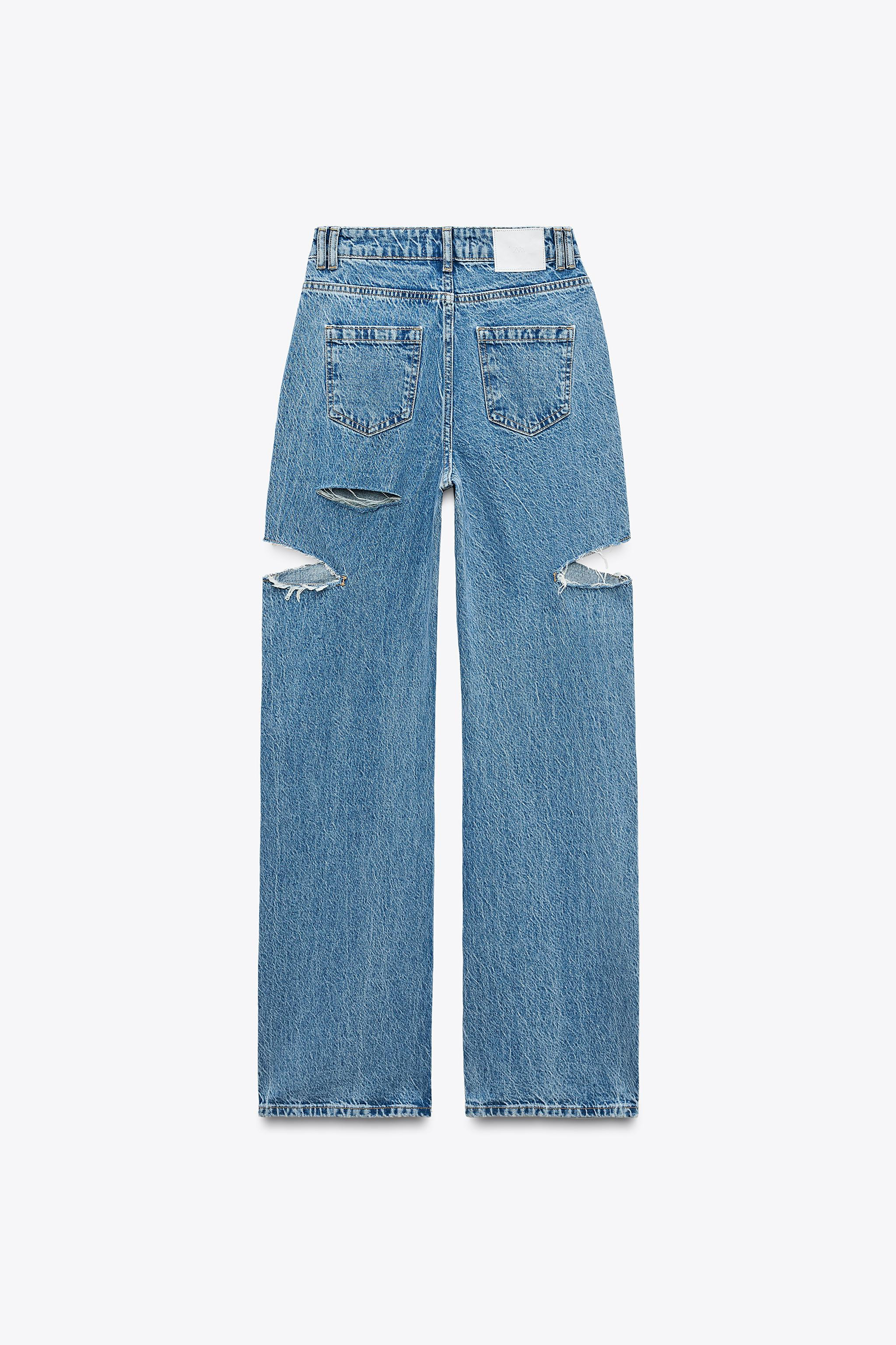 Z1975 HIGH-WAISTED STRAIGHT LEG RIPPED JEANS | Zara US