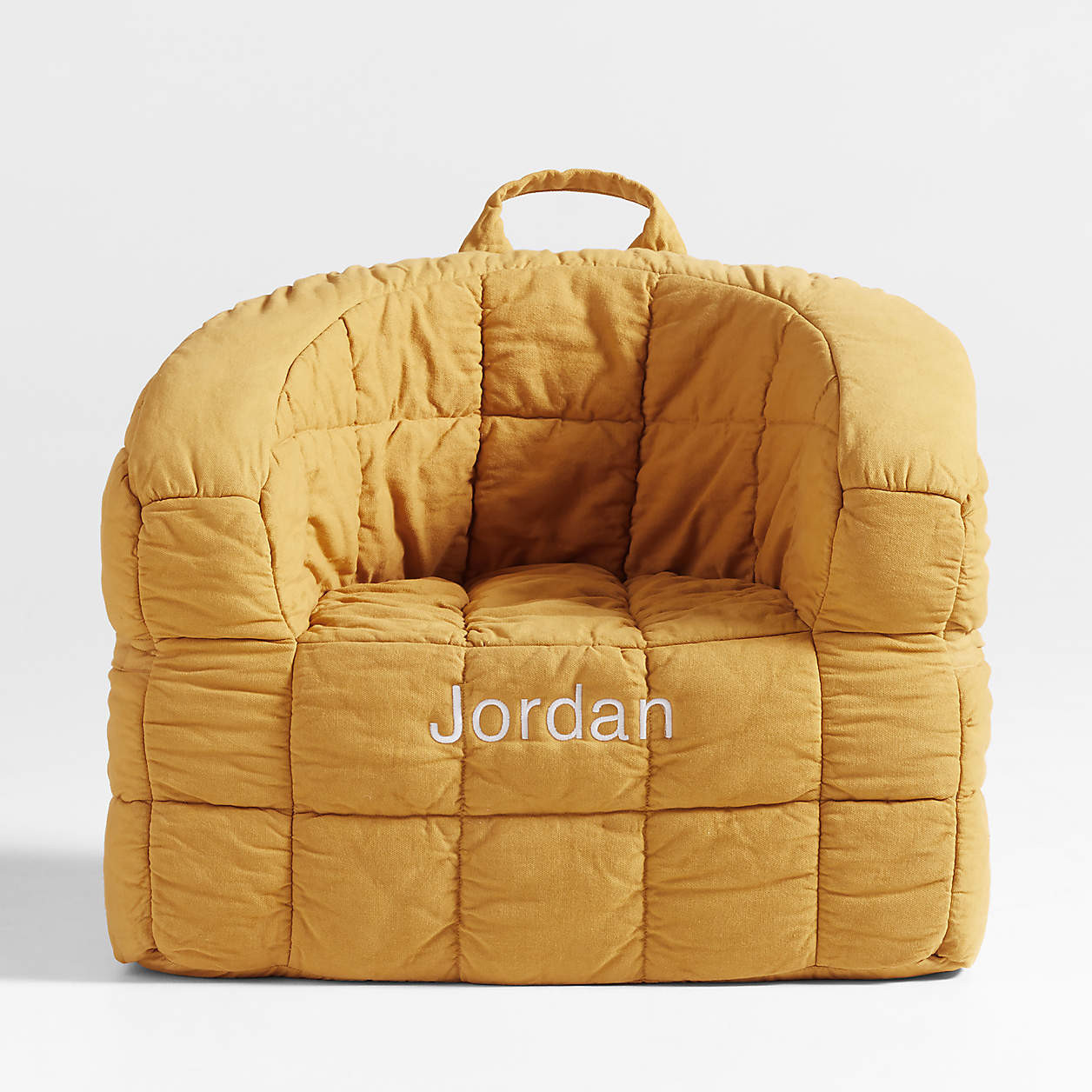 Large Savannah Yellow Kids Puffy Lounge Barrel Chair Cover + Reviews | Crate & Kids | Crate & Barrel