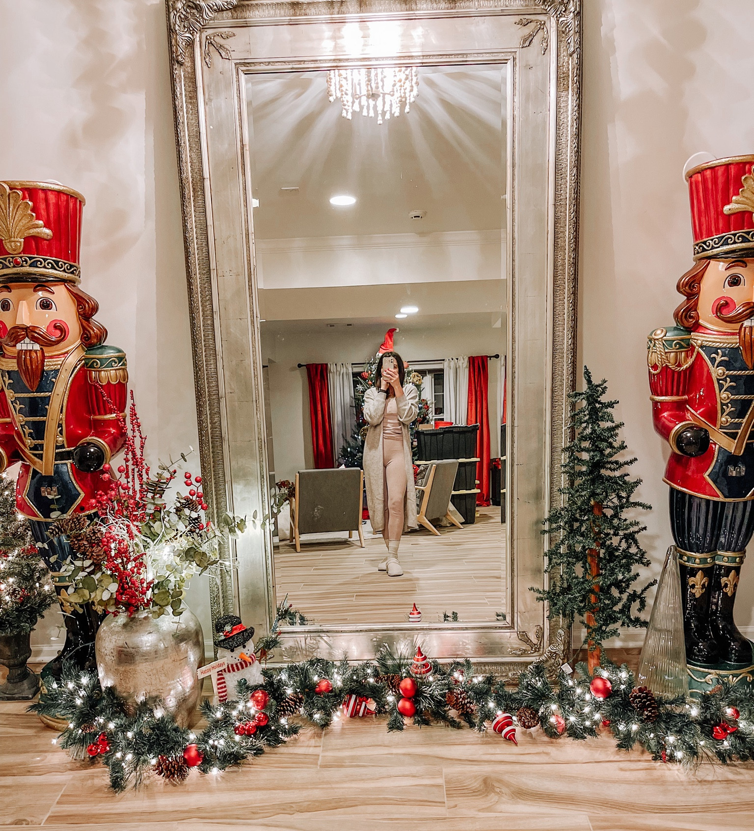 Traditional Christmas decorations 
- pre lit garland and mini faux trees
- holiday picks for vase
- holiday at home lounge outfit
- floor mirror
#ltksalealert #ltkunder100 #ltkunder50

#LTKHoliday #LTKSeasonal #LTKhome