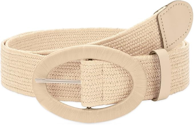 WHIPPY Women Straw Woven Elastic Stretch Waist Belt, Boho Braided Skinny Dress Belts for Women | Amazon (US)