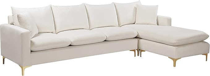 Meridian Furniture 636Cream-Sectional Naomi Collection Modern | Contemporary Velvet Upholstered R... | Amazon (US)