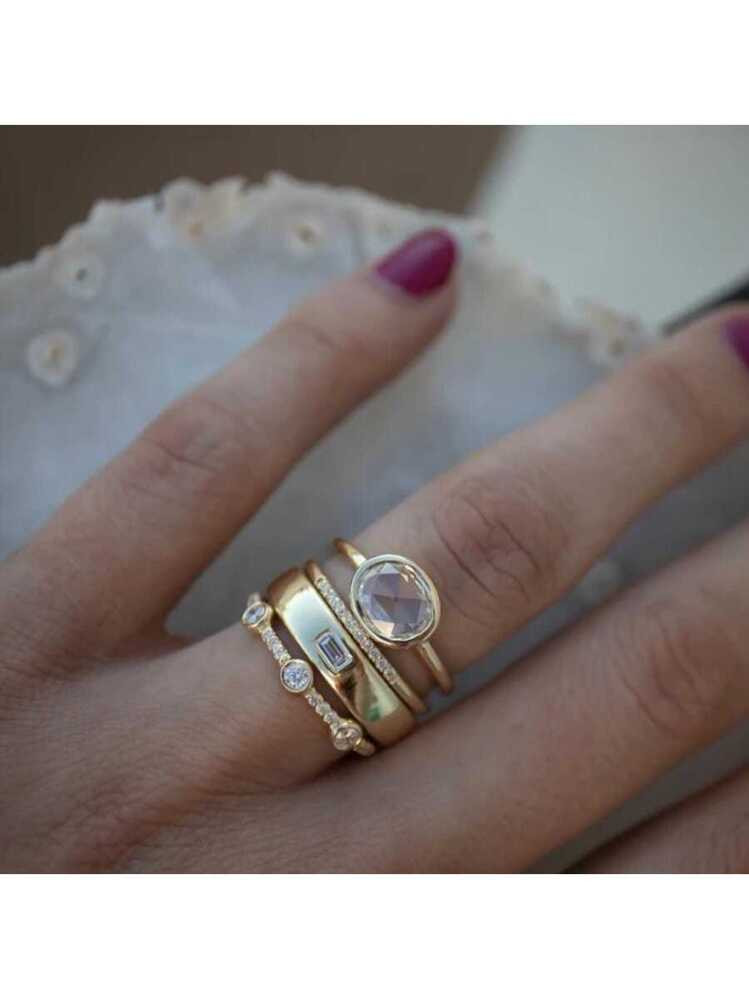 4pcs/set Rhinestone Decor Ring | SHEIN