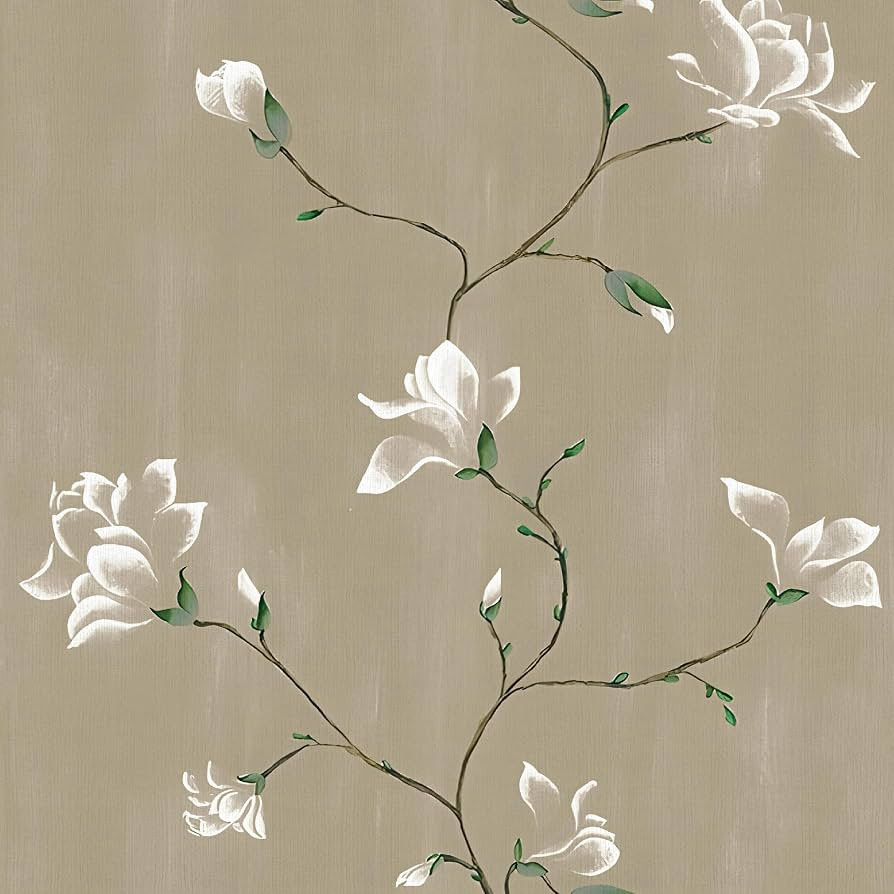 Laatse Floral Wallpaper Peel and Stick 17.5" x 393" Khaki Floral Contact Paper Vintage Self Adhes... | Amazon (US)