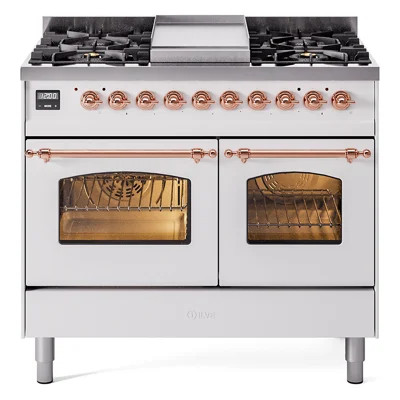 ILVE Nostalgie II Series 40 inch Dual Fuel Range with 6 Sealed Burners, Griddle (Glass Door) | Wayfair North America