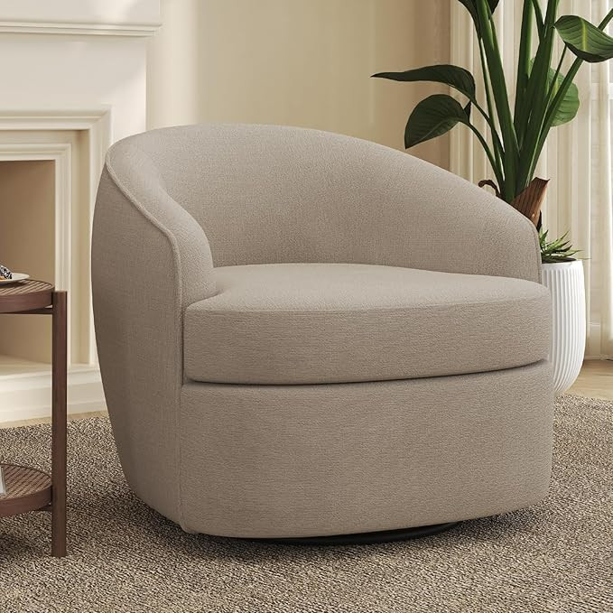 Leyu&Hafort Modern Beige Swivel Accent Chair with Removable Foam Seat Cushion, Linen Upholstered ... | Amazon (US)