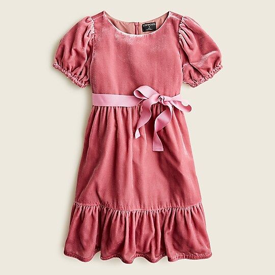 Girls' puff-sleeve velvet dress | J.Crew US