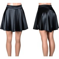 Black Stretch Satin Skater Skirt | Mini Length Plus Size Xs S M L Xl 2Xl 3Xl High-Waisted Fit & Flar | Etsy (US)