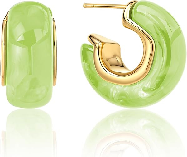 Acrylic Chunky Gold Statement Hoop Earrings for Women Trendy | Amazon (US)