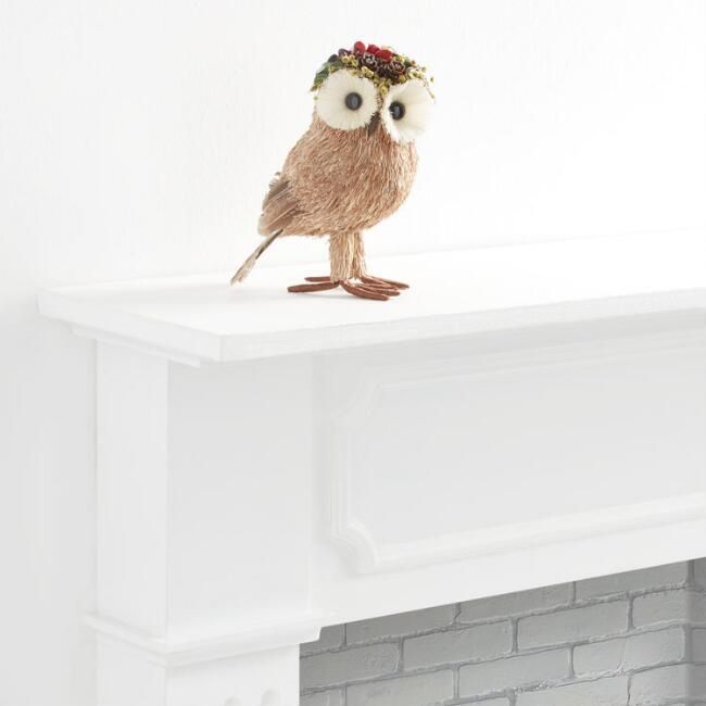 Natural Fiber Owl with Flower Crown Decor | World Market