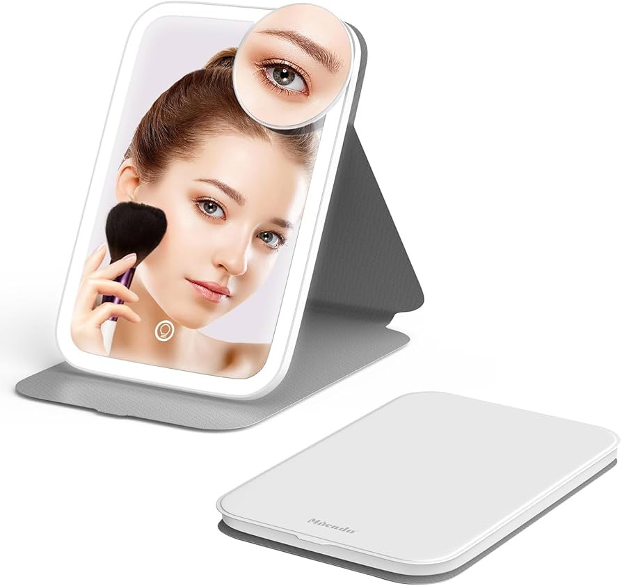 Mocado Travel Makeup Mirro with Lights, 360° Rotation Lighted Makeup Mirror, Portable Mirror wit... | Amazon (US)