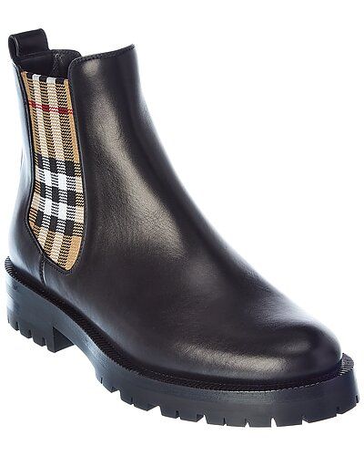 Burberry Vintage Check Detail Leather Chelsea Boot | Gilt
