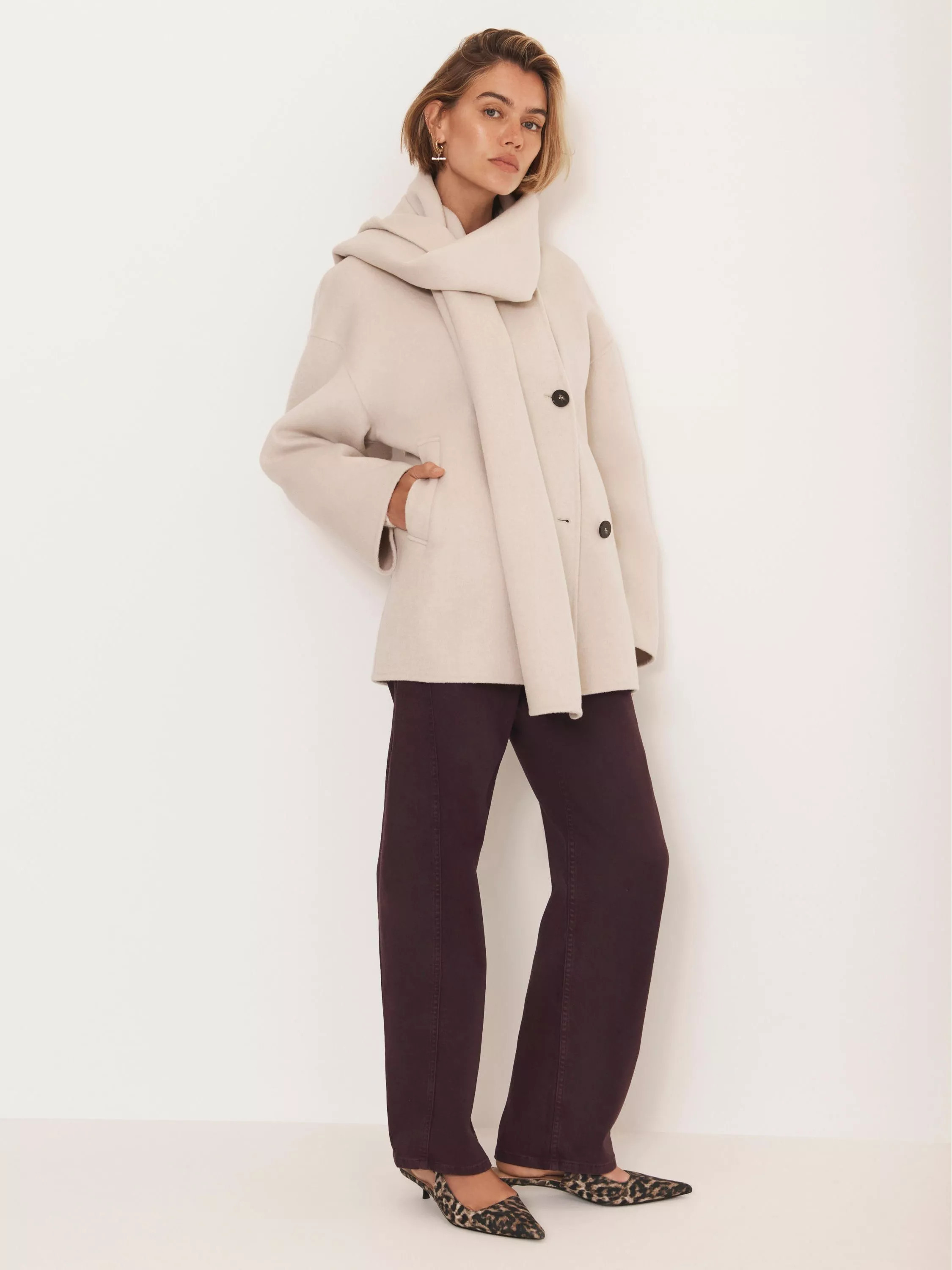 Mint Velvet Scarf Wool Blend Coat | John Lewis (UK)