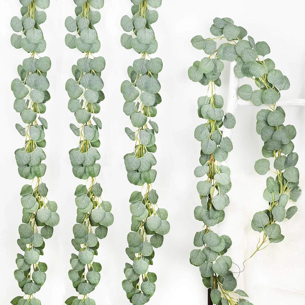 DearHouse 4Pack Artificial Eucalyptus Garland Faux Silk Eucalyptus Leaves Vines Handmade Garland ... | Amazon (US)