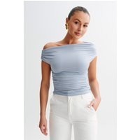 Alayna Slinky Ruched Top - Dusty Blue | MESHKI US