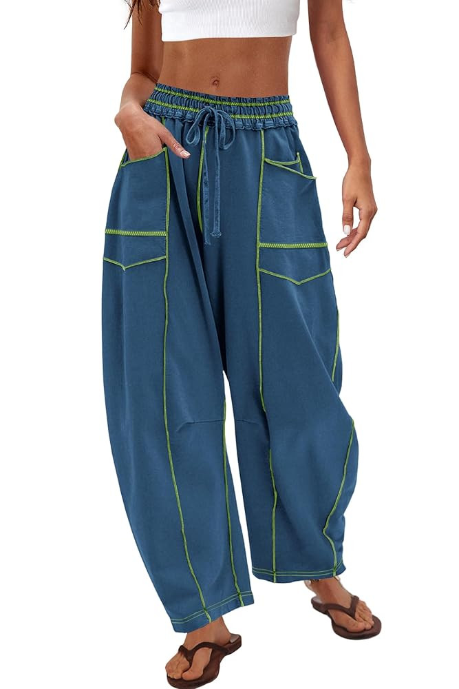 Nirovien Womens Barrel Sweatpants High Waisted Wide Leg Pants Drawstring Athletic Baggy Pants Lou... | Amazon (US)