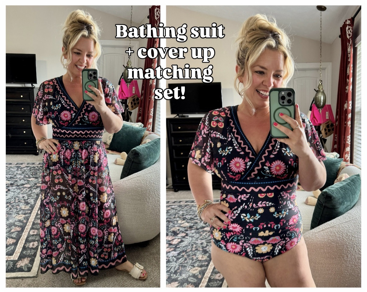 The cutest swimwear sets! Comes with the bathing suit and the matching cover up!

#LTKMidsize #LTKOver40 #LTKSwim
