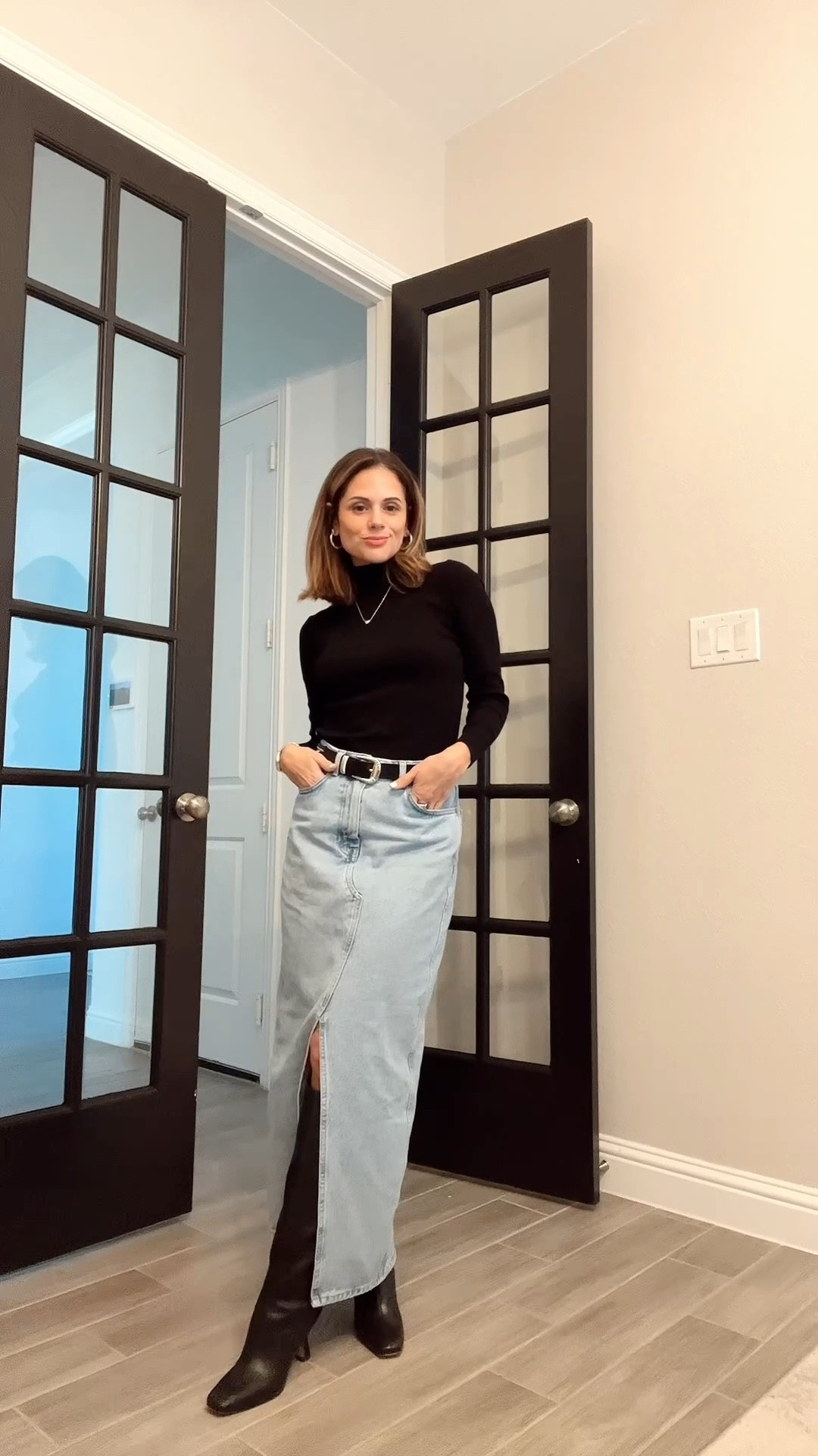 OOTD fall/winter style 
Boots/belt/skirt/turtleneck 

#LTKstyletip #LTKVideo #LTKover40