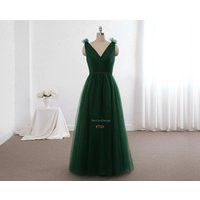 Green Tulle Prom Dress Formal Evening Gown, Graduation Party Dress | Etsy (US)